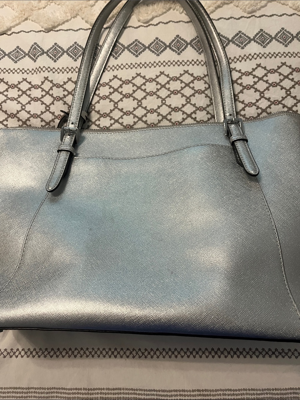 Michael Kors Metallic Silver Saffiano Tote - Picture 5 of 7